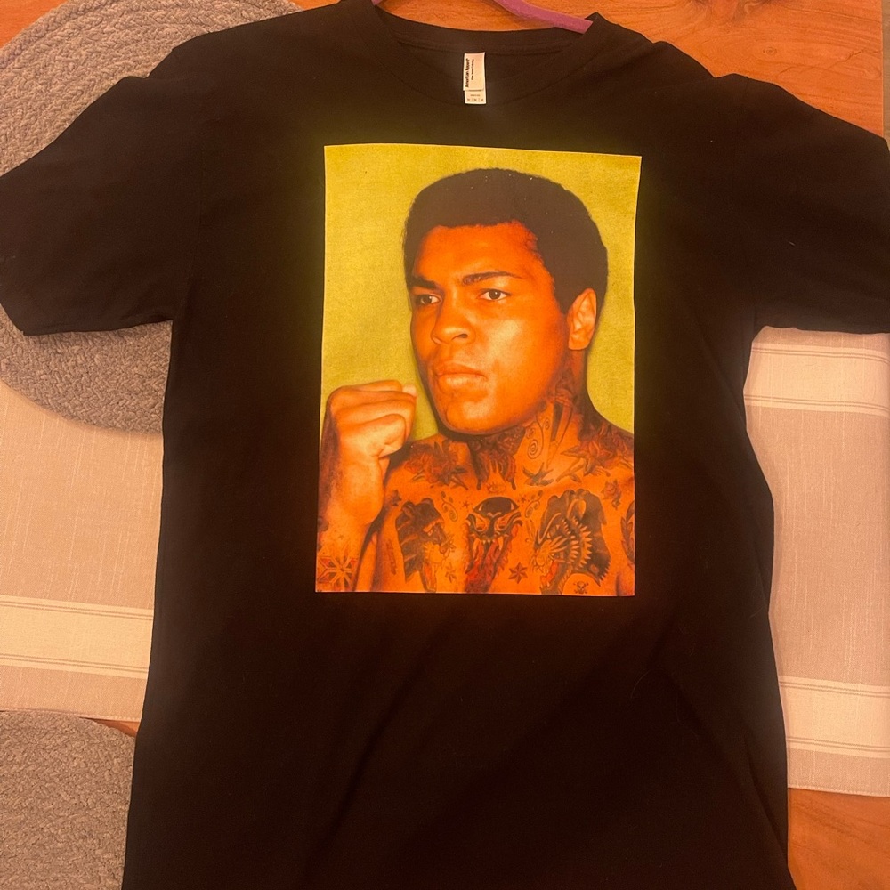 American Apparel Black Tee with Iconic Boxer Print UNISEX
Created by LA artist.